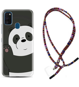 Samsung M21 M22 M23 M30 M31S M32 Kılıf Boyun Asklı Rasta Silikon Hello Panda 1709