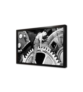 Charlie Chaplin Siyah Beyaz Çerçeveli Cam Tablo