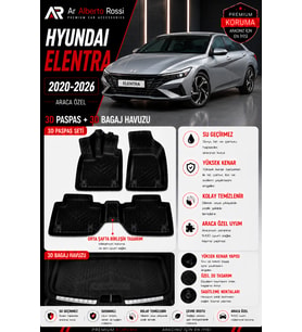 HYUNDAİ ELENTRA 2020-2026 Araca Özel 3D Paspas + 3D Bagaj Havuzu