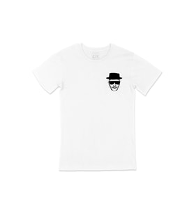 Siyah Heisenberg Cep Logo Tasarımlı Beyaz Tişört