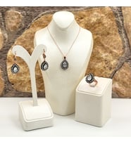 Elmas Montür Rosegold Damla Gümüş Set Takım - LVRSET06
