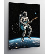 Kanvas Tablo Uzayda Gitar Çalan Astronot