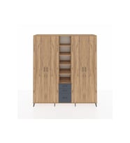 Hyperion Dolap 17 Raflı 3 Çekmeceli 4 Kapaklı 220x44x243 Çam-Çam/Antrasit