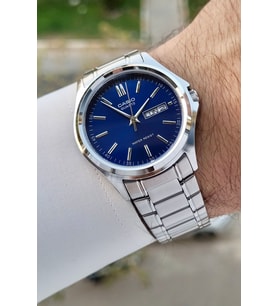 Casio CSISTE95 Kadranı Lacivert Kordonu Gümüş Renk Gün ve Takvim Fonksiyonlu Hediye Paketli Erkek Kol Saati