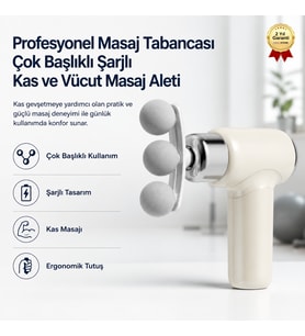 Profesyonel Masaj Tabancası Çok Başlıklı Şarjlı Kas ve Vücut Masaj Aleti