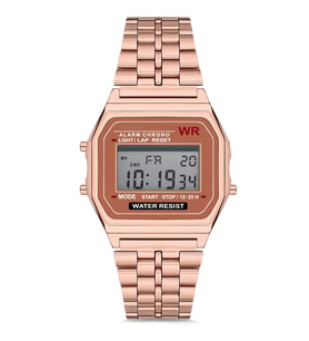 Özel Kutulu Rose Gold Renk Dijital Unisex Kol Saati Retro Model Sevgili ve Yakın Arkadaşa Özel Hediye Takvim Kronometre Alarm Aydınlatma Özellikleri Mevcuttur Kombin EşSevgili Yıldönümü Doğum Günü Hediyesi