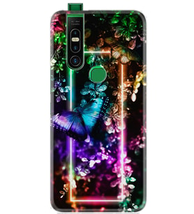 Infinix S5 Pro Kılıf Silikon Desen Butterfly Neon 1684
