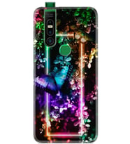 Infinix S5 Pro Kılıf Silikon Desen Butterfly Neon 1684