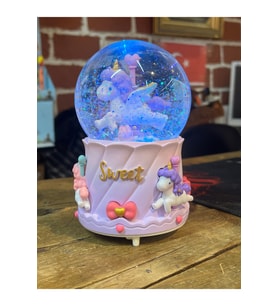 Mega Boy Kar Küresi Unicorn Full Otomatik Kar Püskürtmeli Işıklı Müzikli