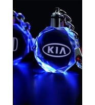 Kia Logolu 2D Patlatma Kristal Led Işıklı Anahtarlık, Araba Anahtarlığı