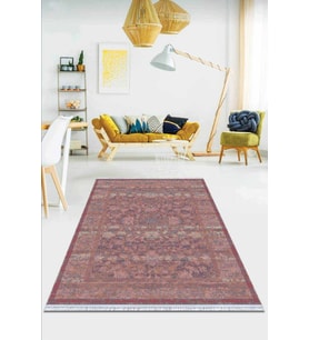 Pembe Vintage Dokuma Pamuk Tabanlı Kaymaz Kilim KLM114