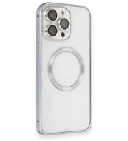 Pilelistore   iPhone 15 Pro Max Kılıf Metal Bumper Magneticsafe Kapak - Gri