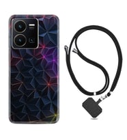 Vivo Y22 Kılıf Silikon Boyun Askılı İpli Desenli Silikon Renkli Prizmalar 1783
