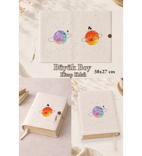 Satürn Düşleri 38x27 cm Büyük Boy Kitap Kılıfı Rahle Boy Uyumlu