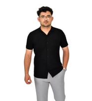 Erkek Apaçi Yaka Düğmeli Tişört 9655 BGL-ST04589 (Siyah)
