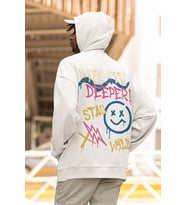 Breath Deeper ! Yazılı Unisex Oversize Tasarım Hoodie
