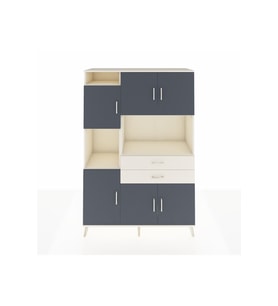 Hyperion Dolap 8 Raflı 2 Çekmeceli 6 Kapaklı 132x44x195 Aytaşı-Antrasit/Aytaşı