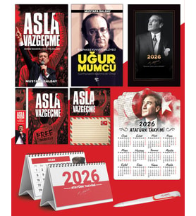 Asla Vazgeçme - Ayraç - Kartpostal - Poster - Uğur Mumcu -  2026 Ajanda İstikbal - İstikbal Ahşap Duvar Takvimi - Masa Takvimi