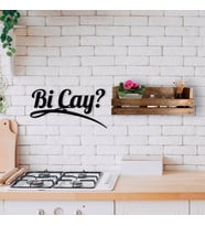 BK Home Dekoratif Doğal Ahşap Raf ve Bi Çay Duvar Süsü-5 (Beyaz)
