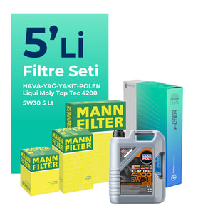 Mann Audi A3 1.6 Dizel Filtre Bakım Seti Liqui Moly Motor Yağlı (2012-2019) 5 Li