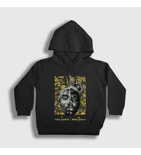 Presmono Unisex Çocuk Siyah Biggie Smalls Tupac Shakur Kapüşonlu Sweatshirt 45693tt