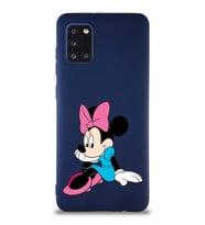 Samsung Galaxy A31 Soft Premier Kapak Minnie Mouse-E Tasarımlı Silikon Kılıf - Lacivert (Şeffaf)
