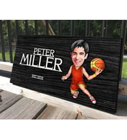 BK Gift Kişiye Özel Erkek Basketbolcu Karikatürlü Kabartma Tasarım Antik Siyah (Ebony) Ahşap Tabela-1, Dekoratif Tabela, Rustik Ev Dekorasyonu, Duvar Dekoru