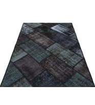 Antrasit Gri Salon Halısı Yün El Dokuma Geometrik Desenli Modern Eskitme Stil Yatak Odası