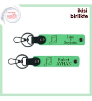 Sevgiliyle Müziği Paylaşmanın En Tatlı Yolu, Kişisel Deri Anahtarlık Seti, Fıstık Yeşil-Fıstık Yeşil