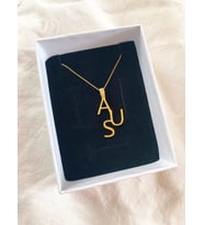 Kişiye Özel Tasarım Dikey İsim Kolye 925K Gümüş (Gold)