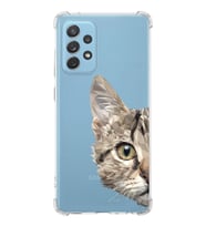 Samsung Galaxy A72 Uyumlu Köşe Korumalı Antişok Kapak Catface Tasarımlı Şeffaf Silikon Kılıf