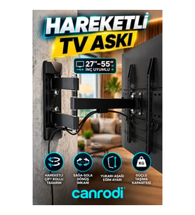 27–55 İnç Hareketli Çift Kollu TV Askı Aparatı LCD LED Duvar Montaj Aparatı