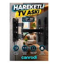27–55 İnç Hareketli Çift Kollu TV Askı Aparatı LCD LED Duvar Montaj Aparatı