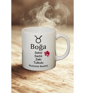 Boğa Burcu Temalı Burç Bardağı Kupa (Beyaz)