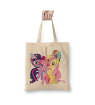 My Little Pony Birthday Beyaz Bez Çanta Uzun Saplı Alışveriş Çantası Plaj Çantası