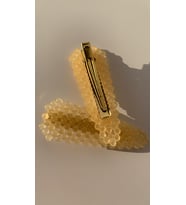 Turuncu Renkli Damla Model Gold Pens Kıskaçlı 2'li Saç Tokası Handmade El Yapımı Epoksi Hediyelik