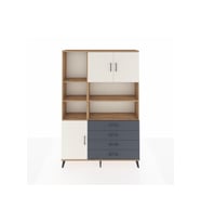 Arges Dolap 8 Raflı 4 Çekmeceli 3 Kapaklı 132x30x195 Çam-Aytaşı/Antrasit