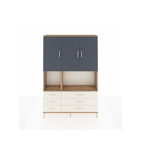 Arges Dolap 6 Raflı 6 Çekmeceli 3 Kapaklı 132x30x195 Çam-Antrasit/Aytaşı