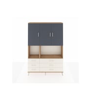 Arges Dolap 6 Raflı 6 Çekmeceli 3 Kapaklı 132x30x195 Çam-Antrasit/Aytaşı