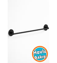 Modern Mat Siyah Duvara Monte Vidalı 40 cm Metal Uzun Havluluk