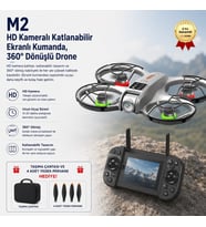 Drone HD Kameralı Katlanabilir Ekranlı Kumanda, Wi-Fi Görüntü Aktarımı ve 360° Dönüşlü M22 DRONE