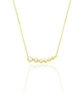 Gümüş altın yaldızlı zirkon sıra taşlı pırıltı kolye SGTL12555GOLD