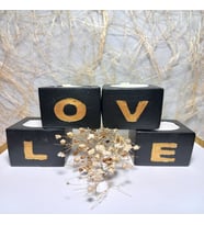 LOVE Yazılı 4'lü Dekoratif Mumluk Set (Siyah-Gold)
