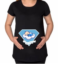 BK Gift Kişiye Özel İsimli Uyuyor Tasarımlı Siyah Hamile Tişört-5