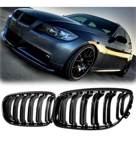 Bmw E90 2009-2013 Çift Tırnak Ön Panjur Izgara Böbrek Seti Parlak İTHAL