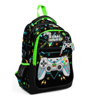 Coral High Kids Siyah Fosforlu Yeşil Gamer Desenli Üç Bölmeli Okul Sırt Çantası 23654