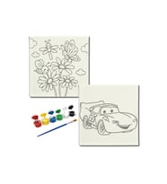 Okul Etkinliği-2'li Tuval Boyama Seti. 20x20 Cm Uv Baskı 6 Akrilik Boya 1 Fırça-model-372