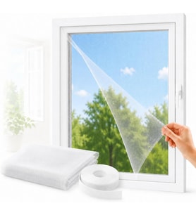 SOGUD Kayra 1’li Set Pencere Sinekliği 130x150 cm - Yapışkanlı Cırtlı Sineklik Tülü - Yıkanabilir Tekrar Kullanılabilir Kesilebilir Sinek Perdesi - Geniş Pencere İçin