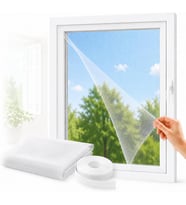 SOGUD Kayra 1’li Set Pencere Sinekliği 130x150 cm - Yapışkanlı Cırtlı Sineklik Tülü - Yıkanabilir Tekrar Kullanılabilir Kesilebilir Sinek Perdesi - Geniş Pencere İçin