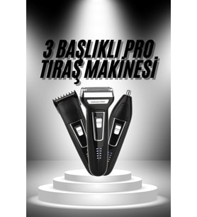 3'Lü Set Saç Sakal Kesme Traş Makinesi Burun Kılı Alma Tıraş Makinesi